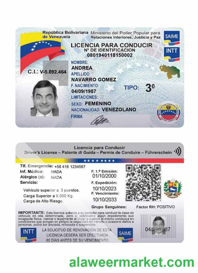 Venezuela driving license 2023-present